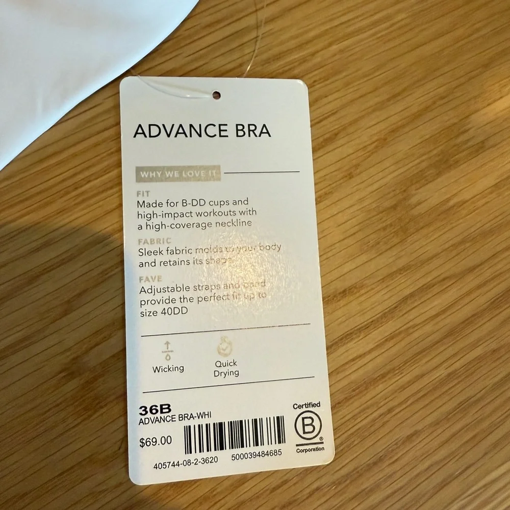 NWT! Athleta Advance Adjustable Racerback Bra 36B White - Picture 7 of 10